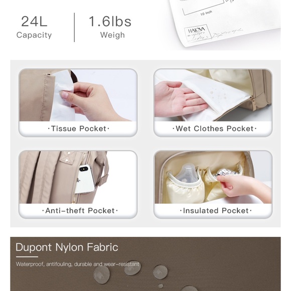 Cream Backpack or Diaper Bag - Picture 6 of 8